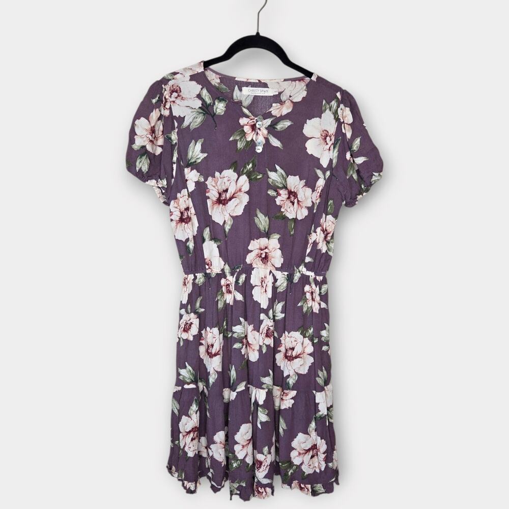 Christy Dawn Purple Floral Print Dress Pink Women's Sz XS/Sm
